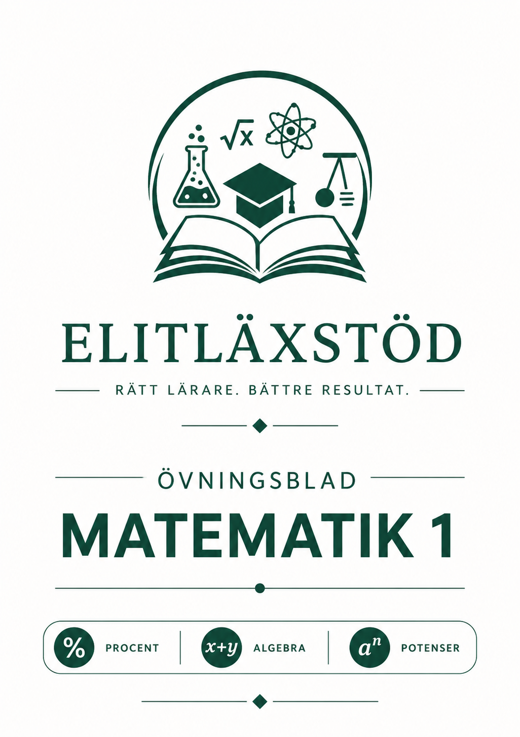 Omslag Övningsblad Matematik 1